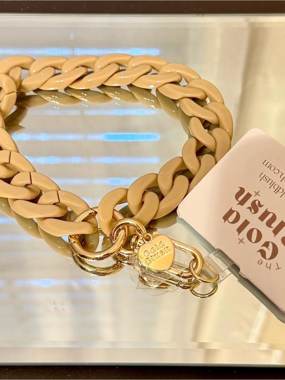 New Beige Chain-Link Phone Wristlet Case